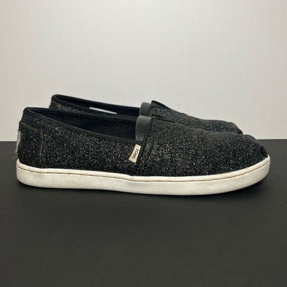 Girls TOMS Glitter Print Slip On Flat Shoes / Size 3 - Picture 2 of 9